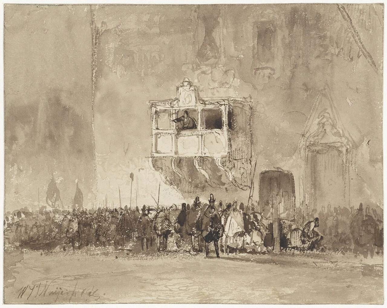Uomo che si rivolge alla folla da un balcone - Rijksmuseum Amsterdam